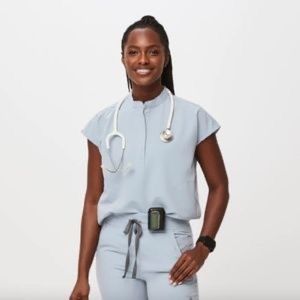 Figs dusty blue Rafaela scrub top